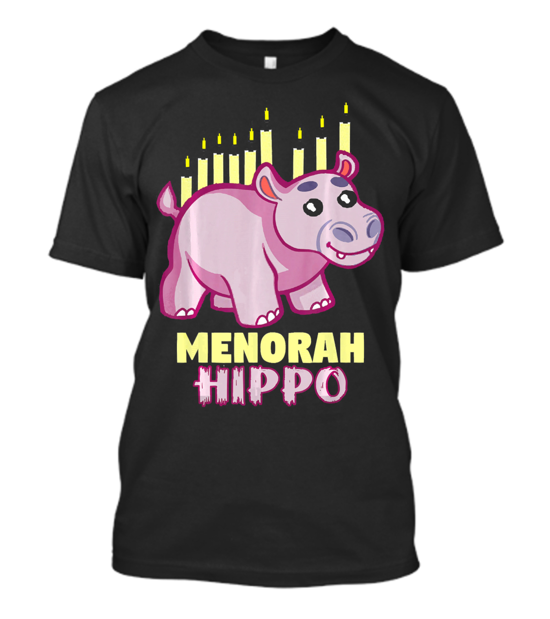 Menorah Hippo Hanukkah Hippopotamus T-Shirt