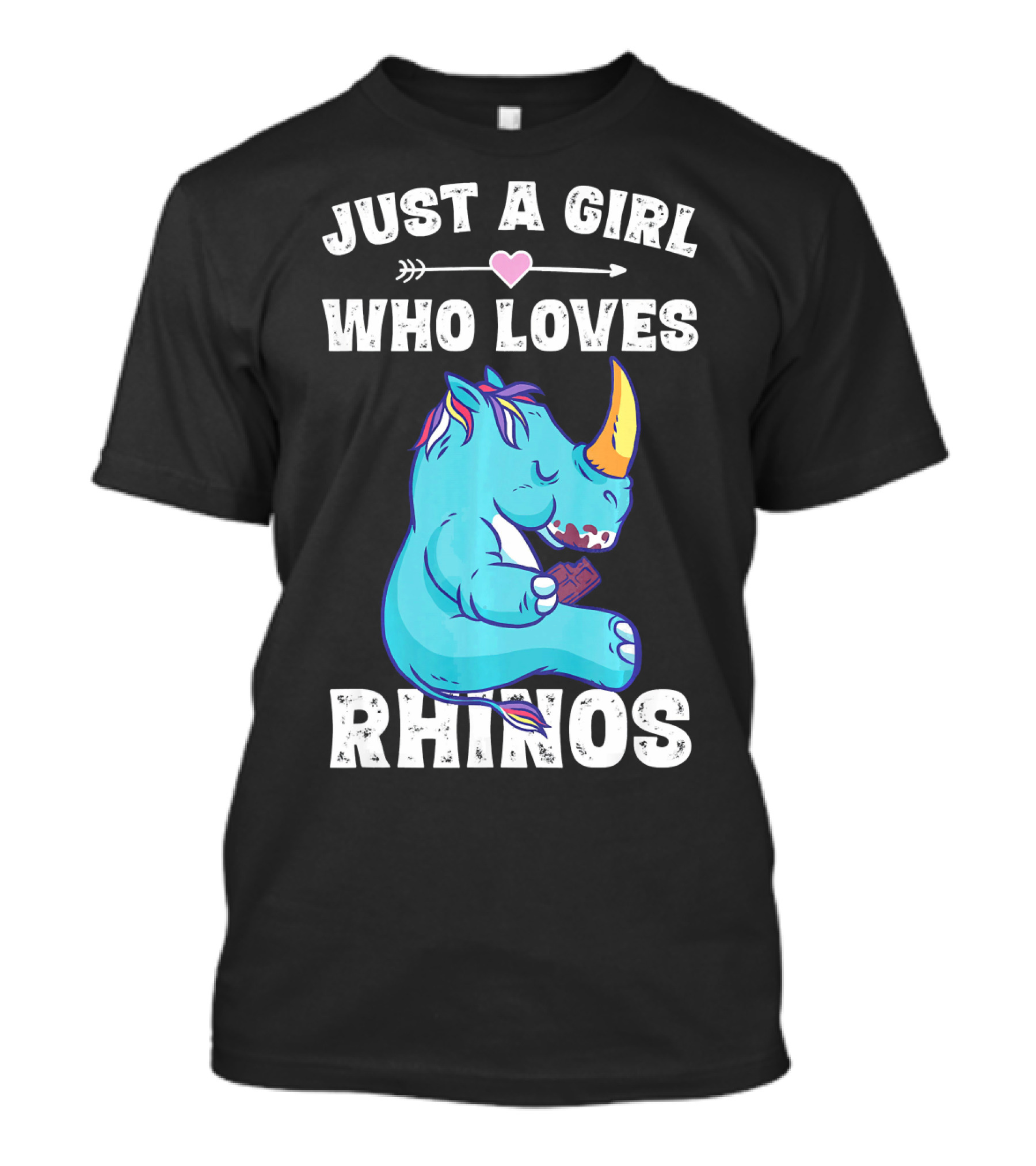 Just A Girl Who Loves Rhinos Funny Blue Rhino Character T-Shirt