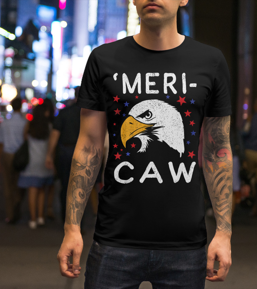 Meri Caw Eagle With Stars For Independence Day T-Shirt