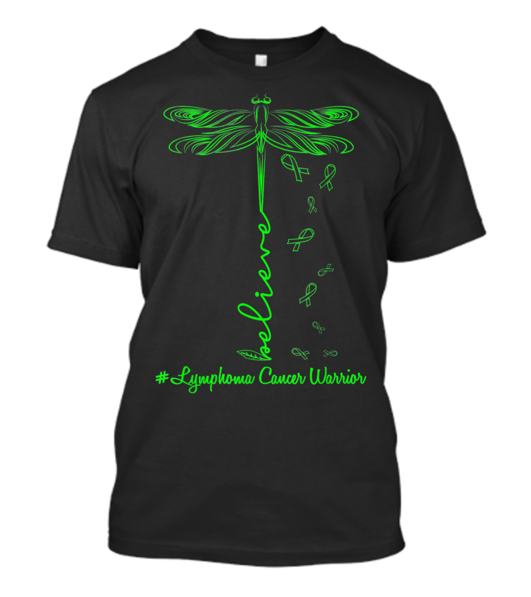 Believe Lymphoma Cancer Warrior Dragonfly T-Shirt