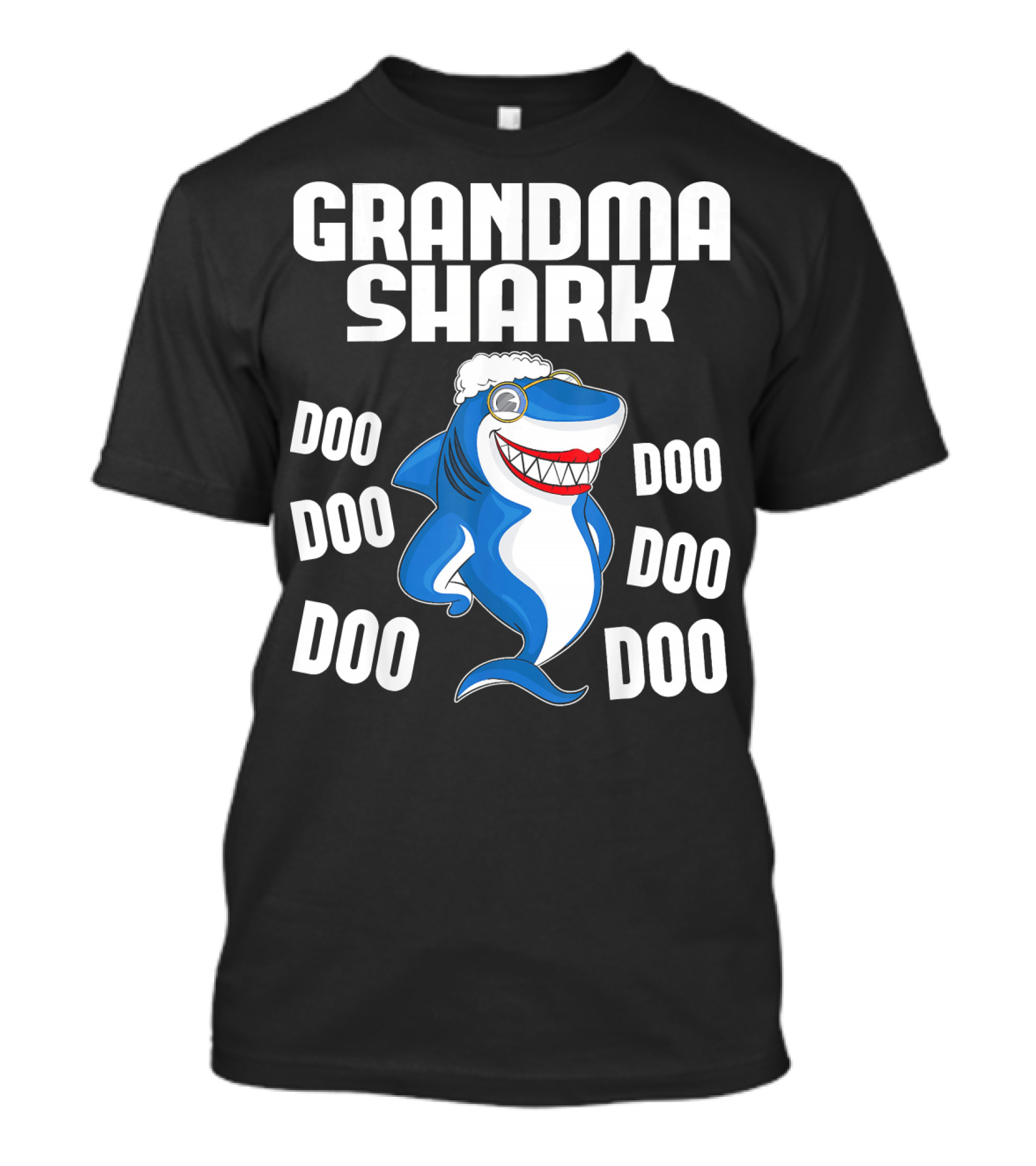Grandma Shark Doo Doo Doo Cute Cartoon With Glasses And Cap T-Shirt