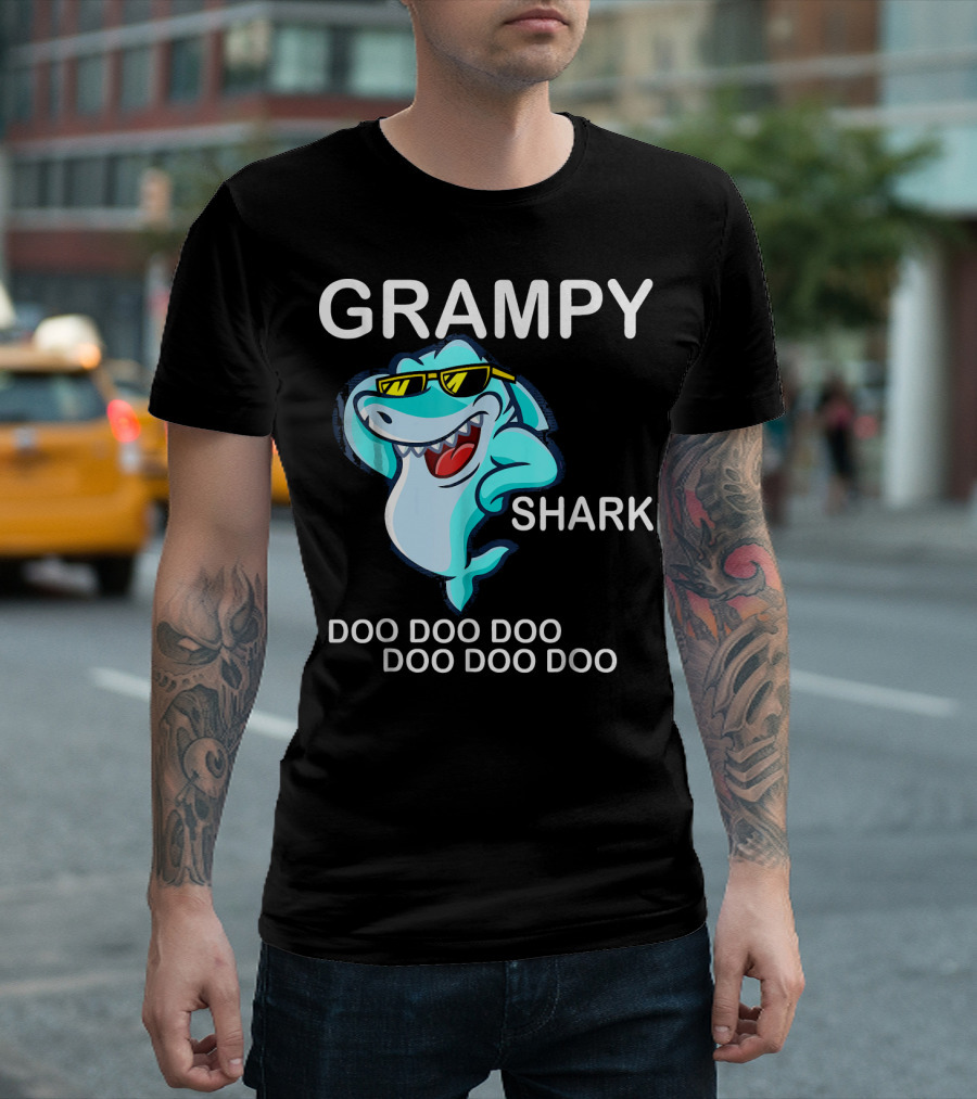 Grampy Shark Doo Doo Doo Sunglasses Cool Fun T-Shirt