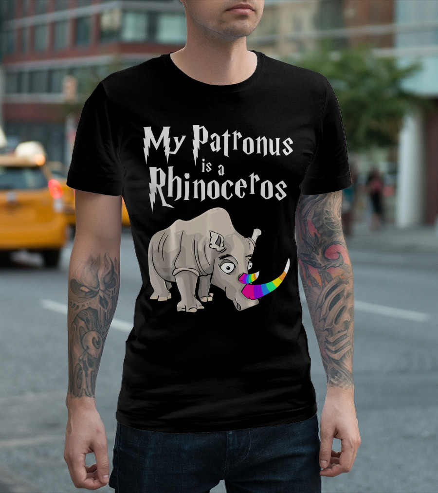 My Patronus Is a Rhinoceros with Rainbow Horn Harry Fan T-Shirt