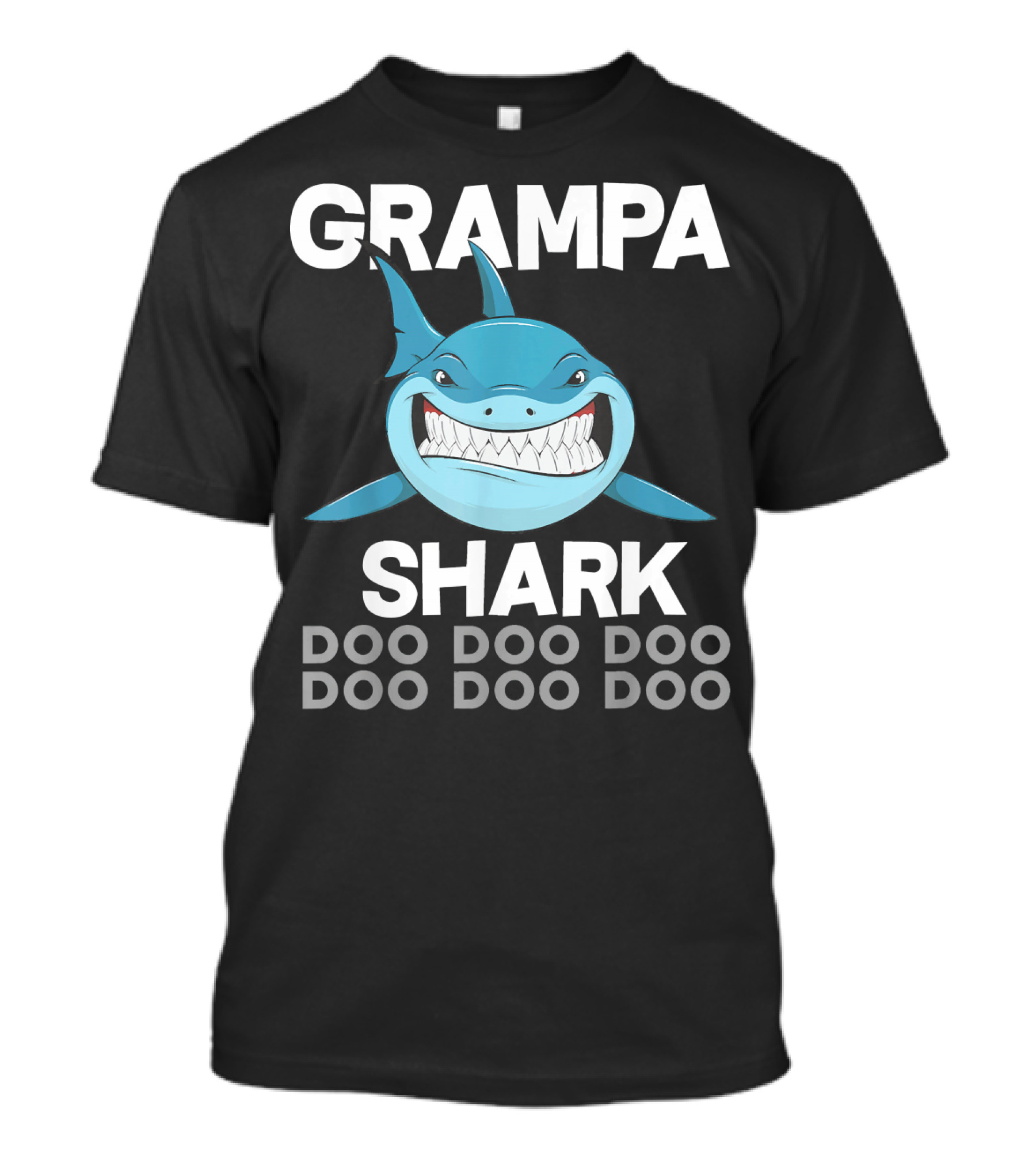 Grampa Shark Doo Doo Doo Fathers Blue Shark Cartoon T-Shirt