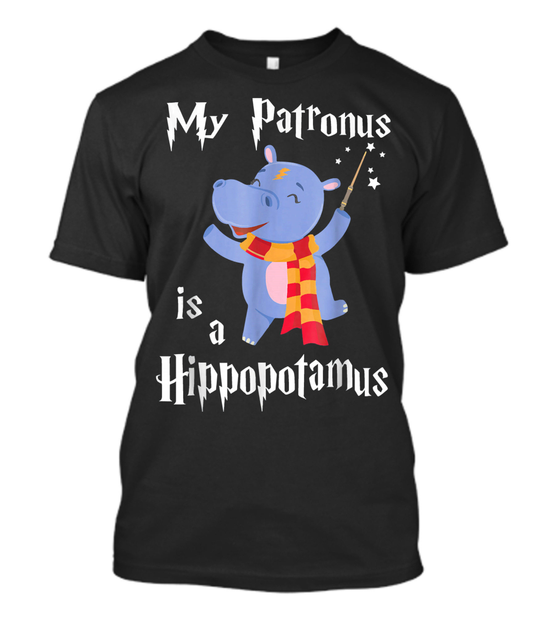 My Patronus Is A Hippopotamus Wearing A Wizard Scarf And Holding A Wand T-Shirt