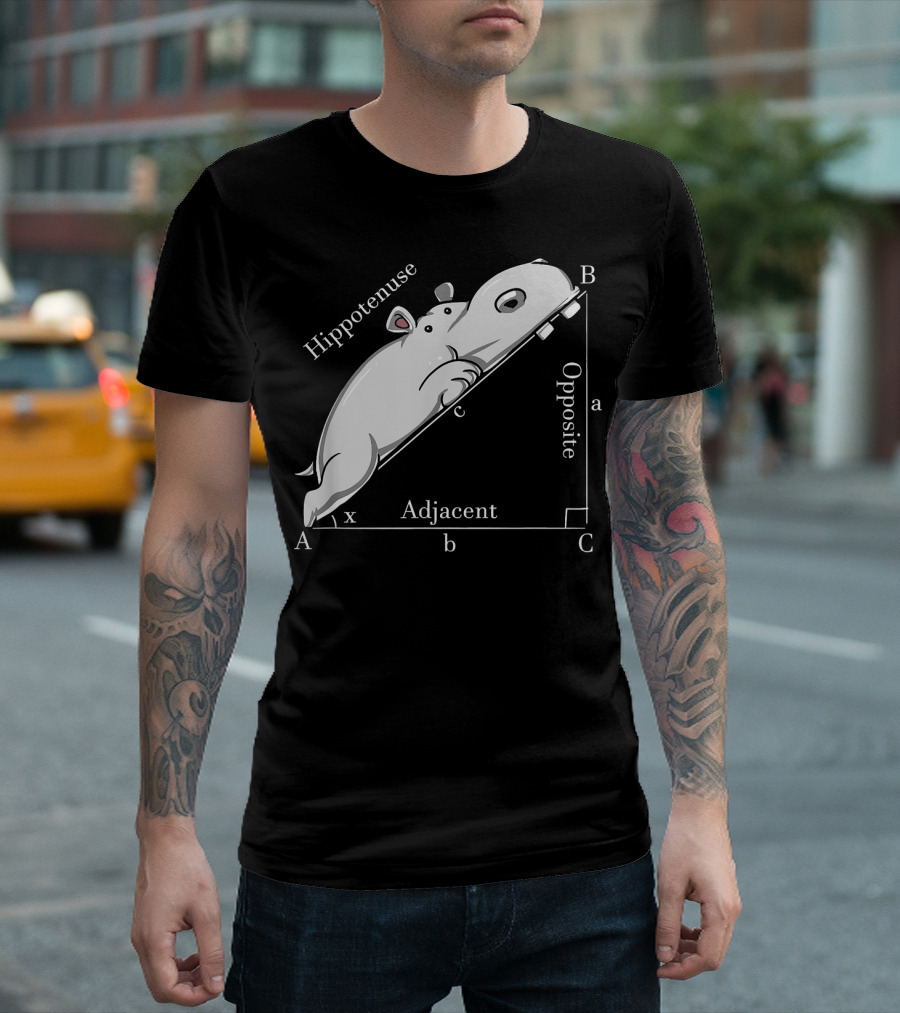 Hippotenuse Hippo Geometry Math Joke Adjacent Opposite T-Shirt