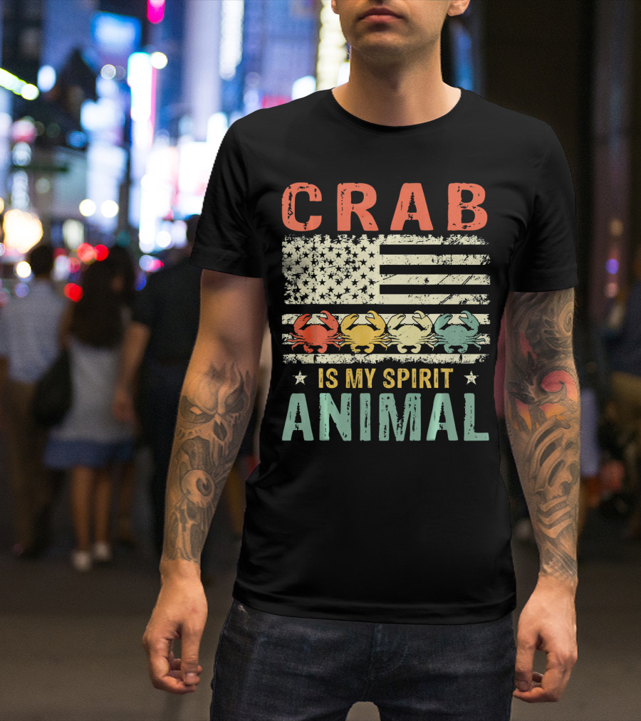 CRAB IS MY SPIRIT ANIMAL AMERICA FLAG VINTAGE T-Shirt