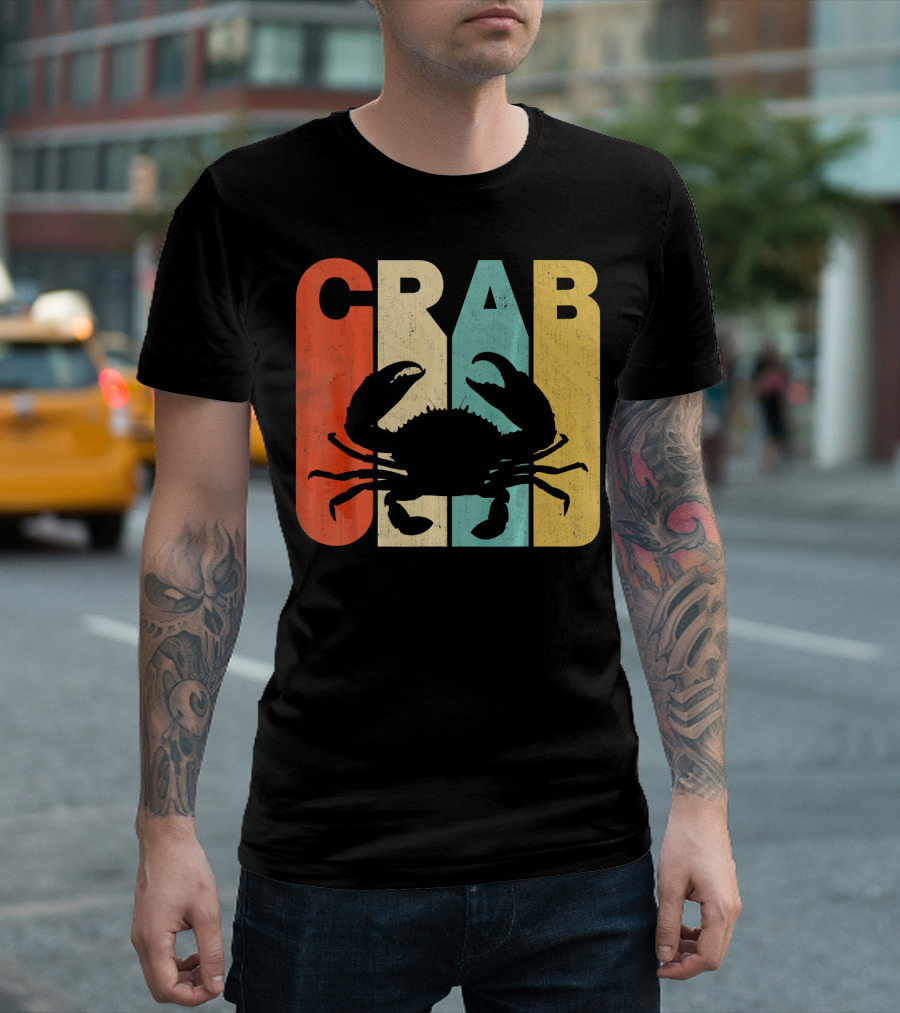 CRAB Vintage Retro Silhouette Bold Letters T-Shirt