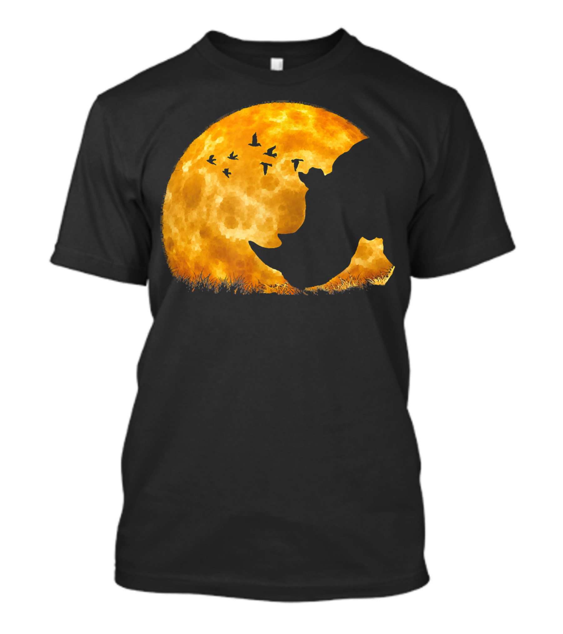 Cute Rhino African Sunset Moonlit Silhouette Chubby Unicorn T-Shirt