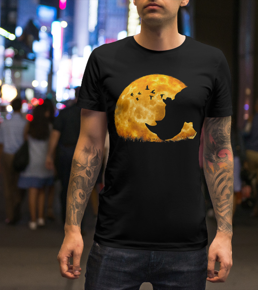 Cute Rhino African Sunset Moonlit Silhouette Chubby Unicorn T-Shirt