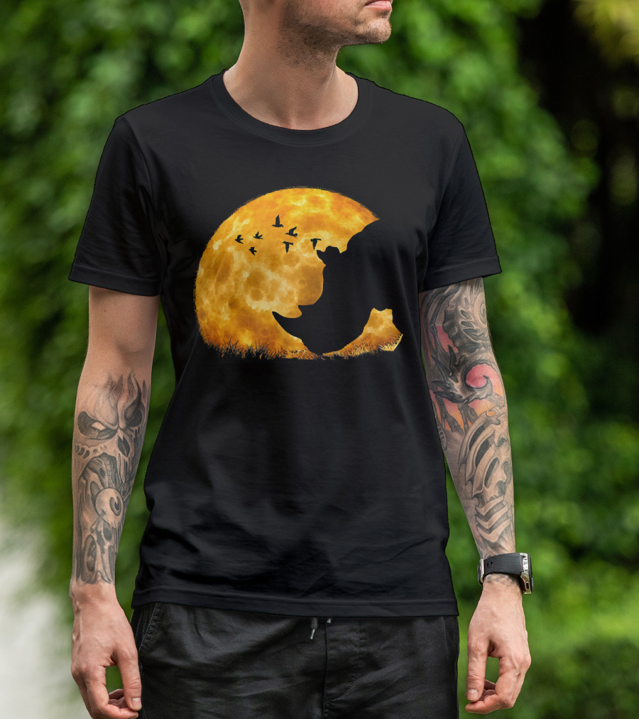 Cute Rhino African Sunset Moonlit Silhouette Chubby Unicorn T-Shirt