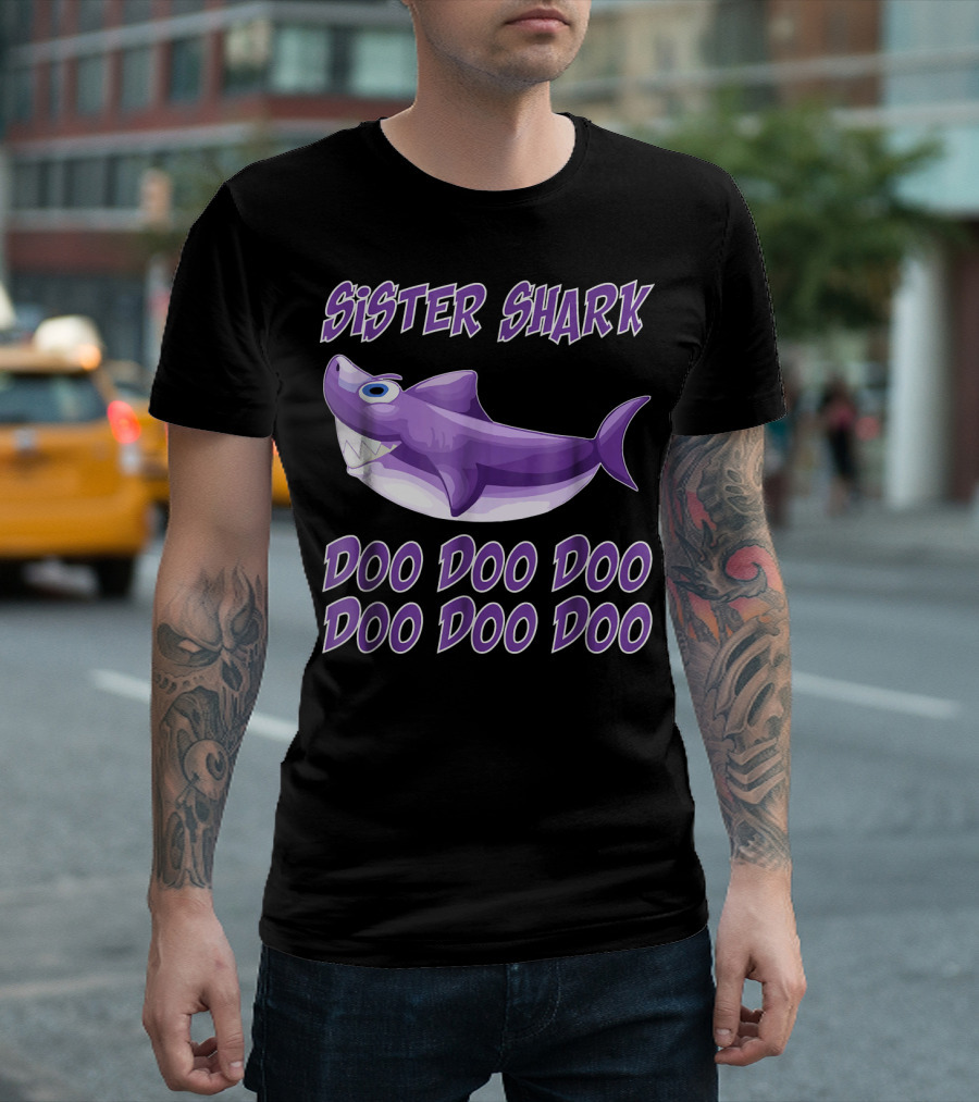 Sister Shark Doo Doo Doo Purple Cartoon Shark T-Shirt