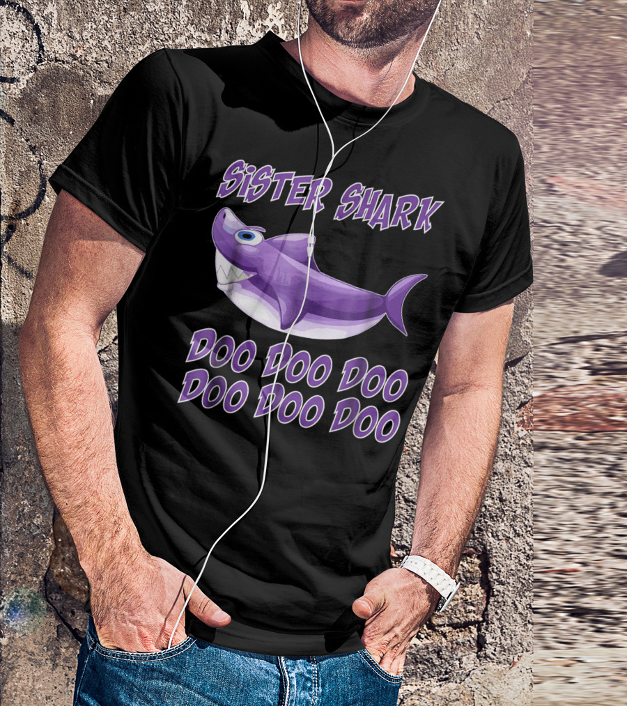 Sister Shark Doo Doo Doo Purple Cartoon Shark T-Shirt