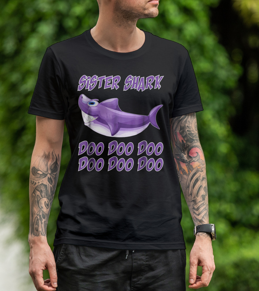 Sister Shark Doo Doo Doo Purple Cartoon Shark T-Shirt