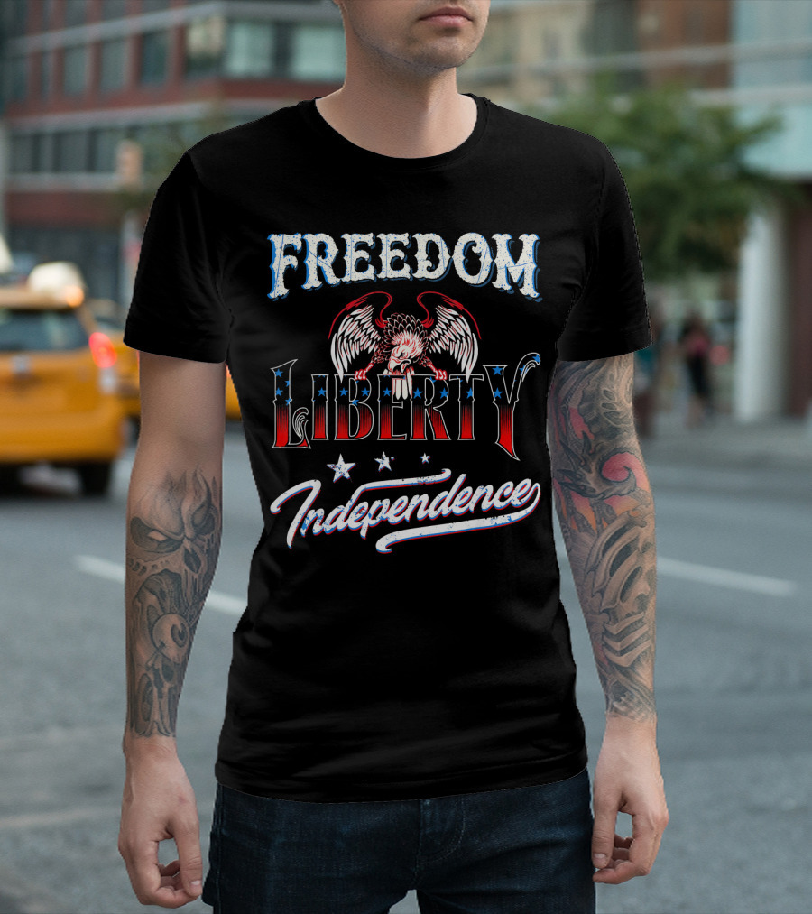 Freedom Liberty Independence Patriotic Bald Eagle Stars T-Shirt