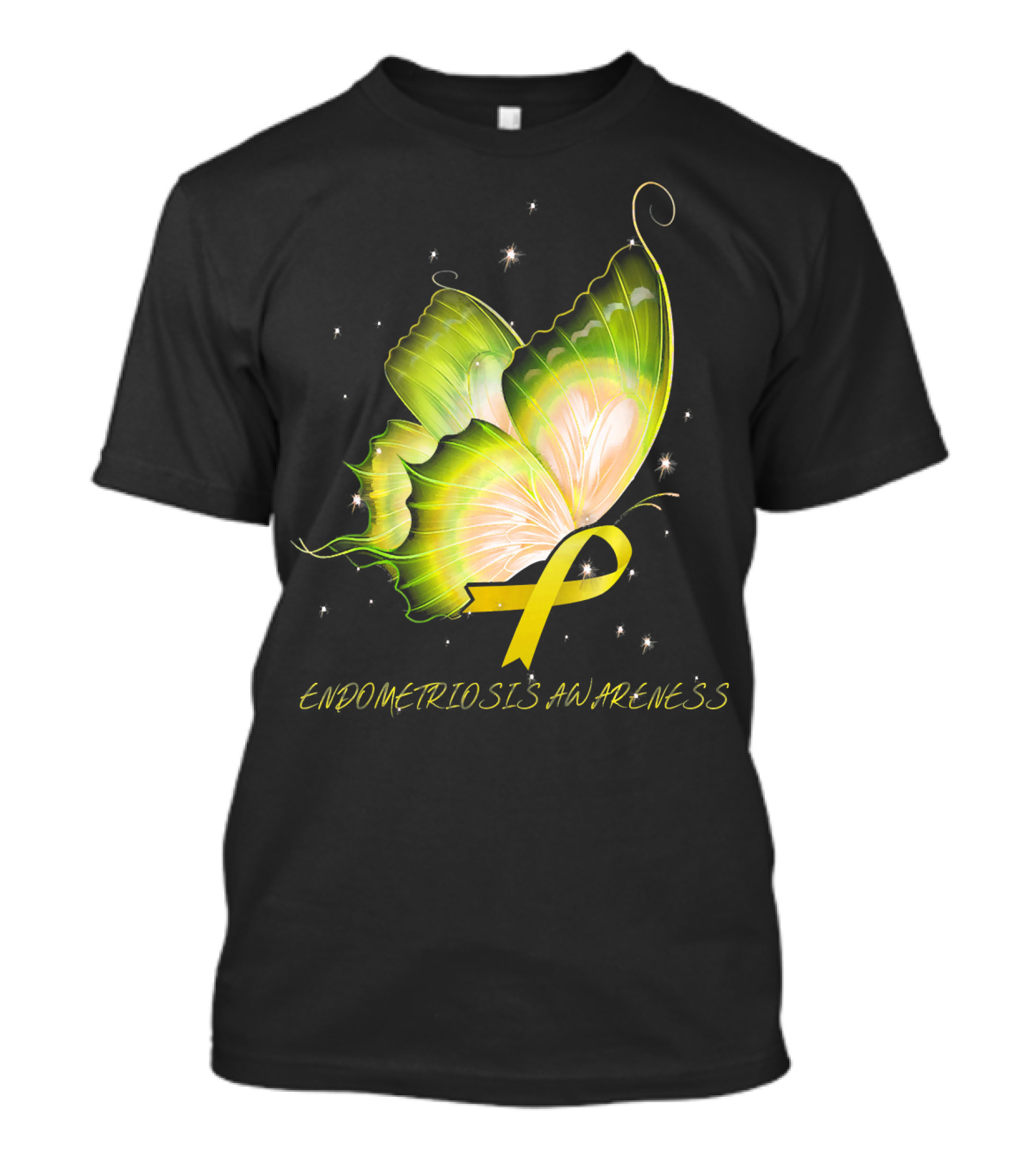 Yellow Ribbon Endometriosis Awareness Butterfly T-Shirt