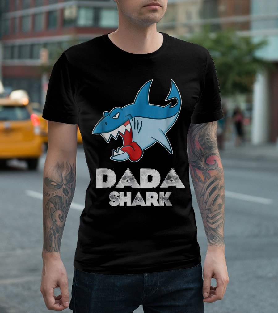 Dada Shark Fierce Cartoon Blue Shark T-Shirt