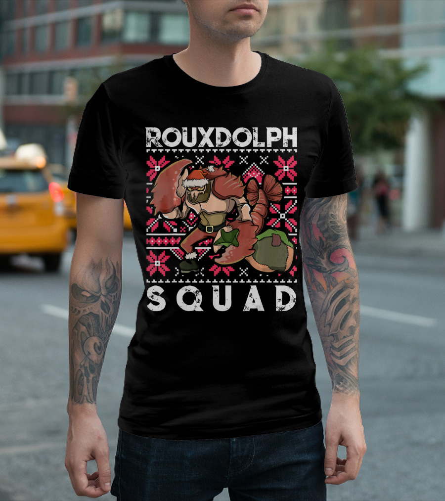 Rouxdolph Squad Crab Crawfish Christmas Matching T-Shirt