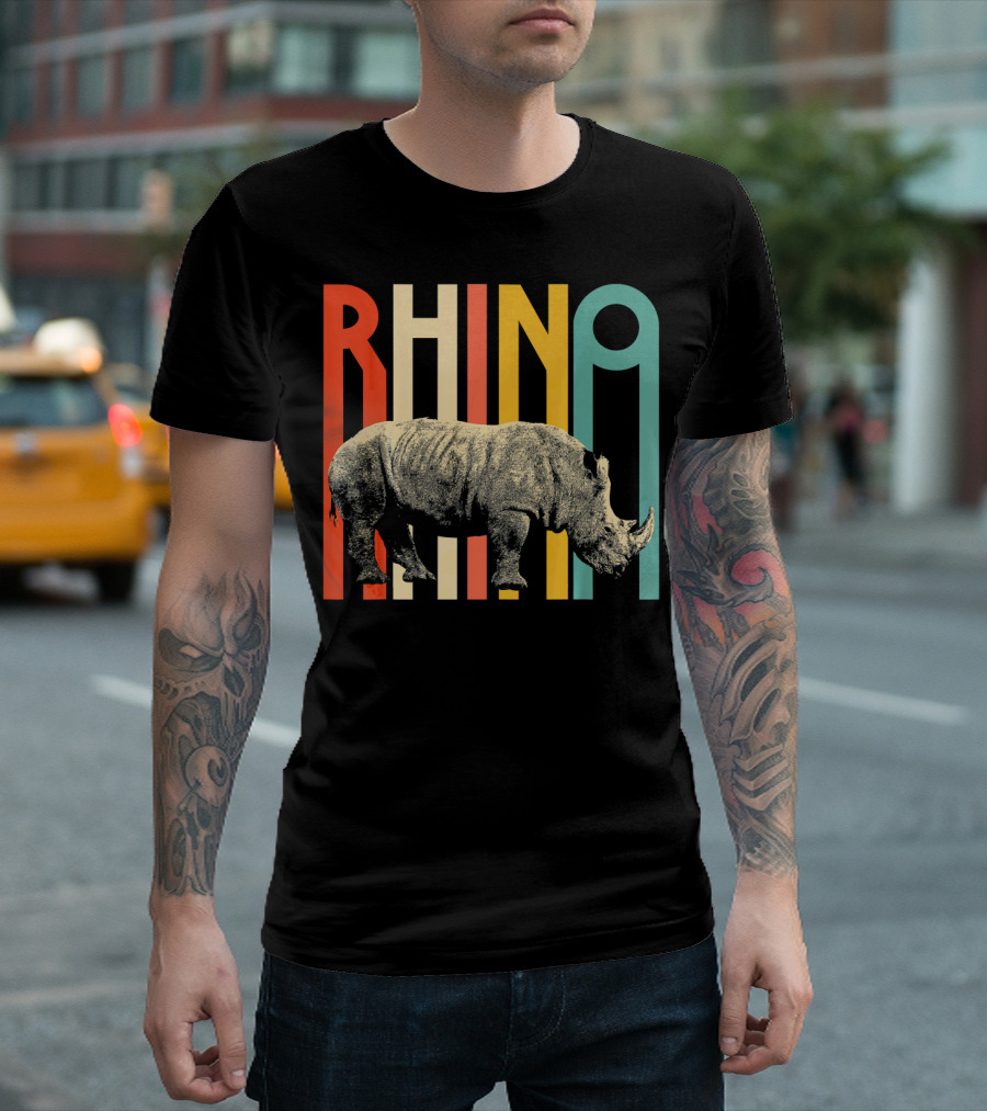 Rhino Vintage Rhinoceros Retro 70s 80s T-Shirt