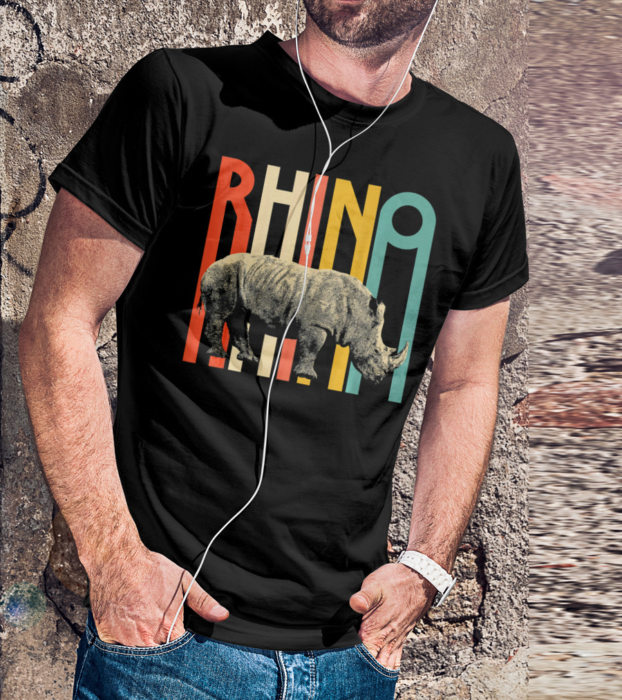 Rhino Vintage Rhinoceros Retro 70s 80s T-Shirt