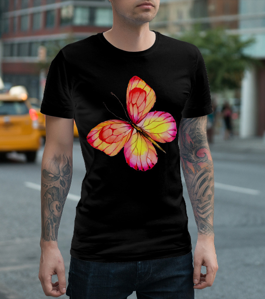 Pink Yellow Butterfly T-Shirt