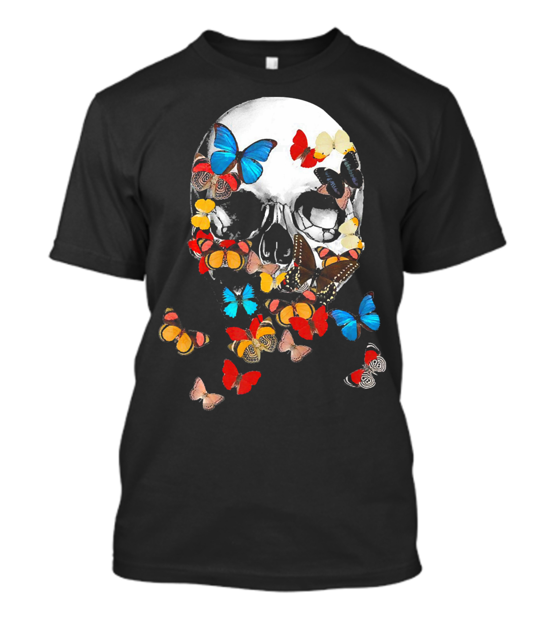 Skull With Vibrant Butterflies T-Shirt