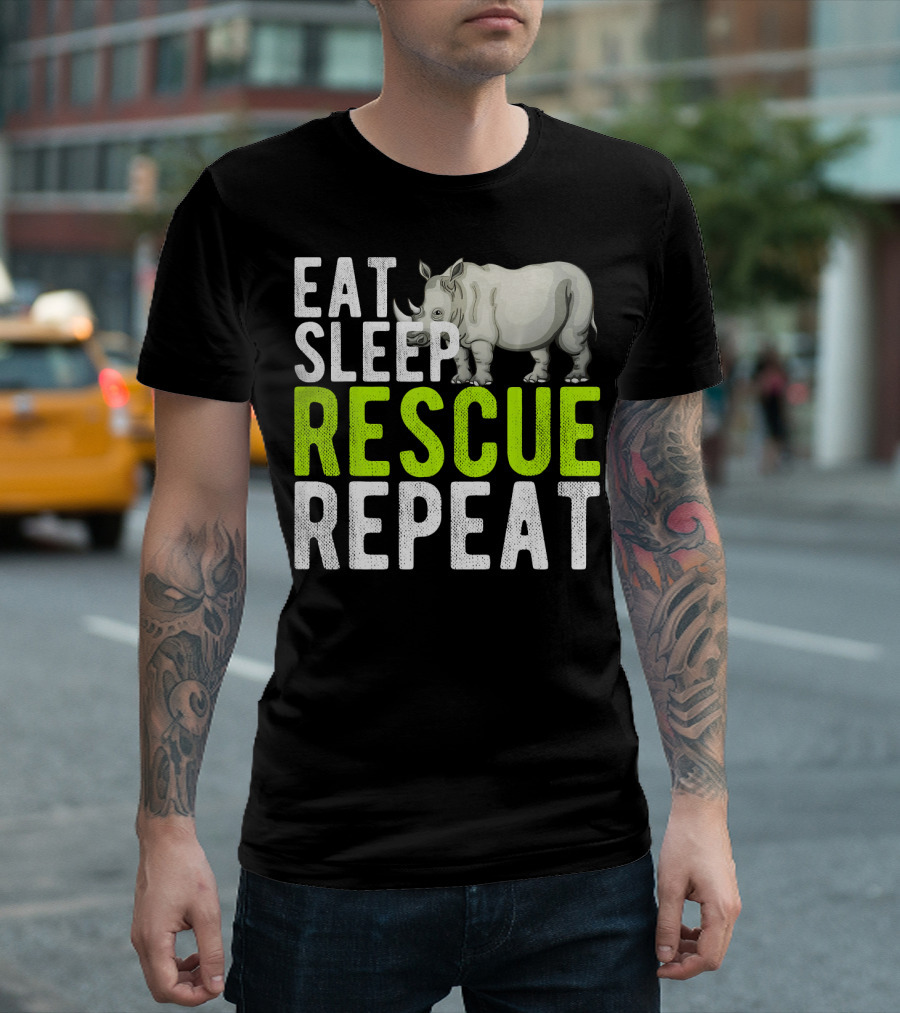 Eat Sleep Rescue Rhino Repeat Vintage T-Shirt