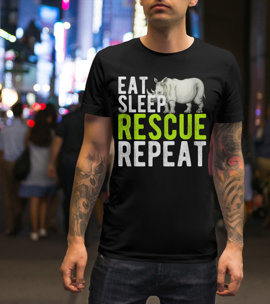 Eat Sleep Rescue Rhino Repeat Vintage T-Shirt