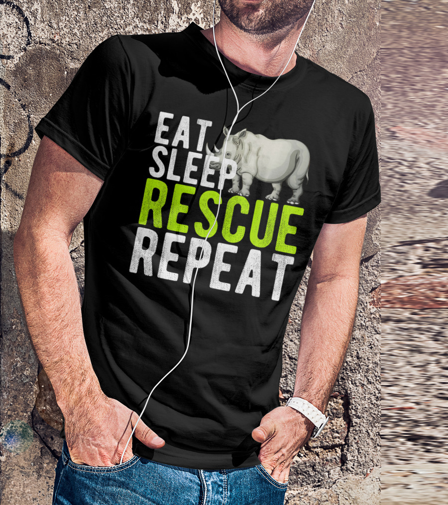 Eat Sleep Rescue Rhino Repeat Vintage T-Shirt