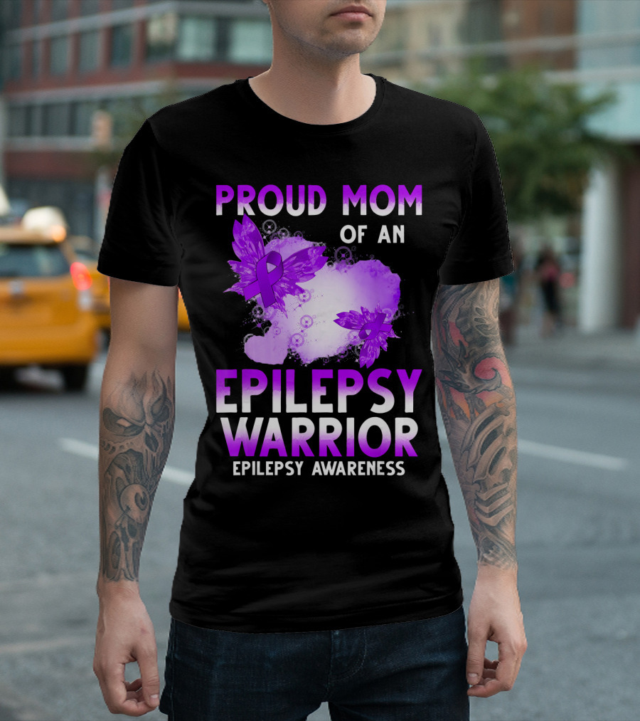 Proud Mom of an Epilepsy Warrior Epilepsy Awareness Butterfly T-Shirt