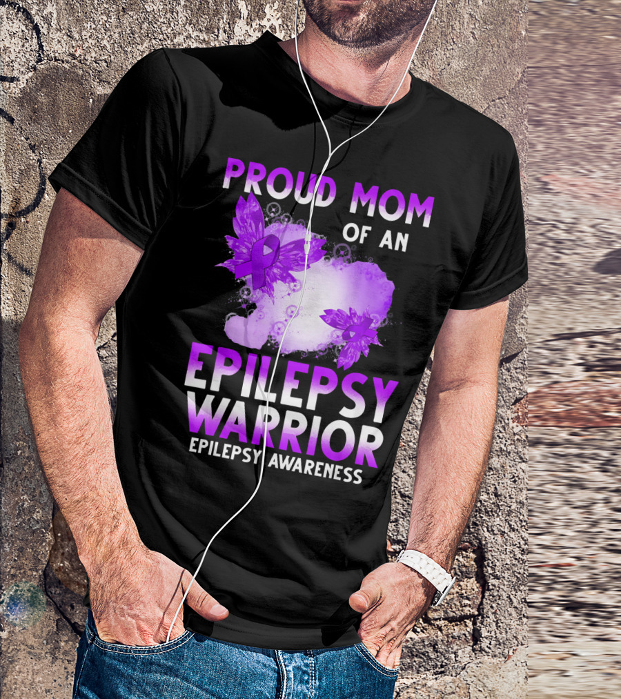 Proud Mom Of An Epilepsy Warrior Epilepsy Awareness Butterfly T-Shirt