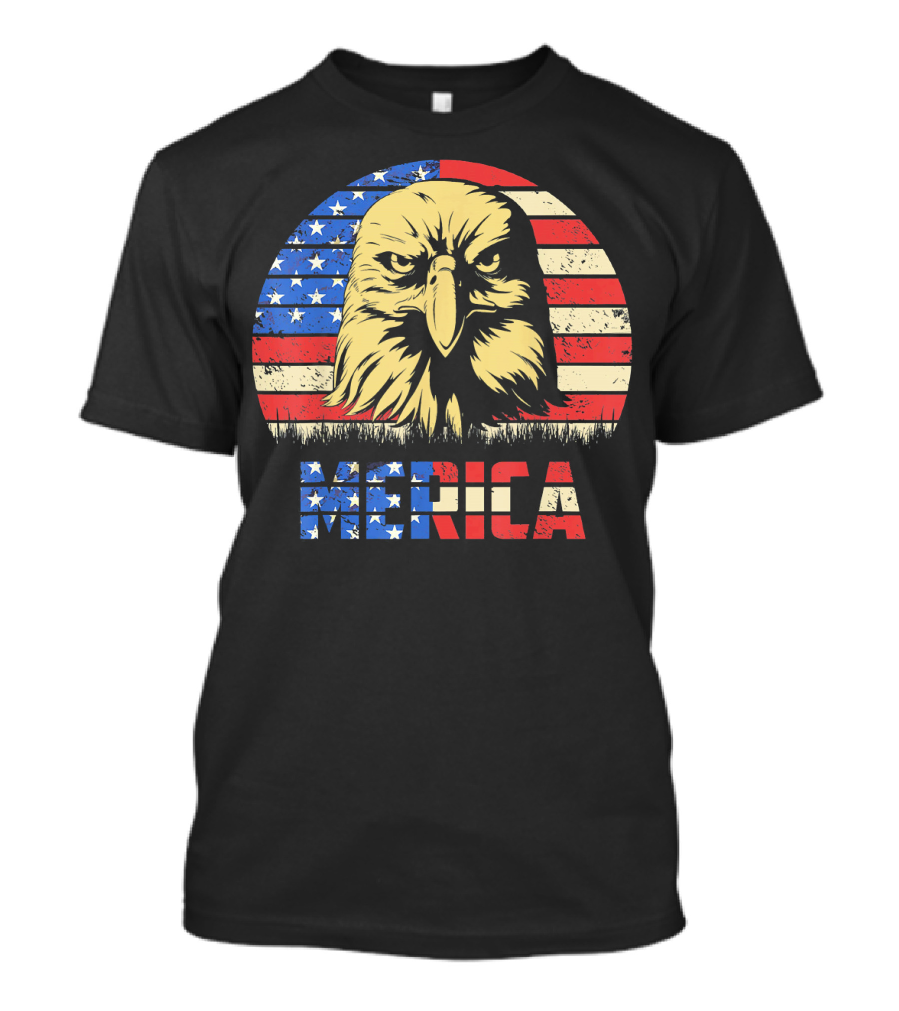 Vintage Patriotic Eagle Merica USA Flag T-Shirt