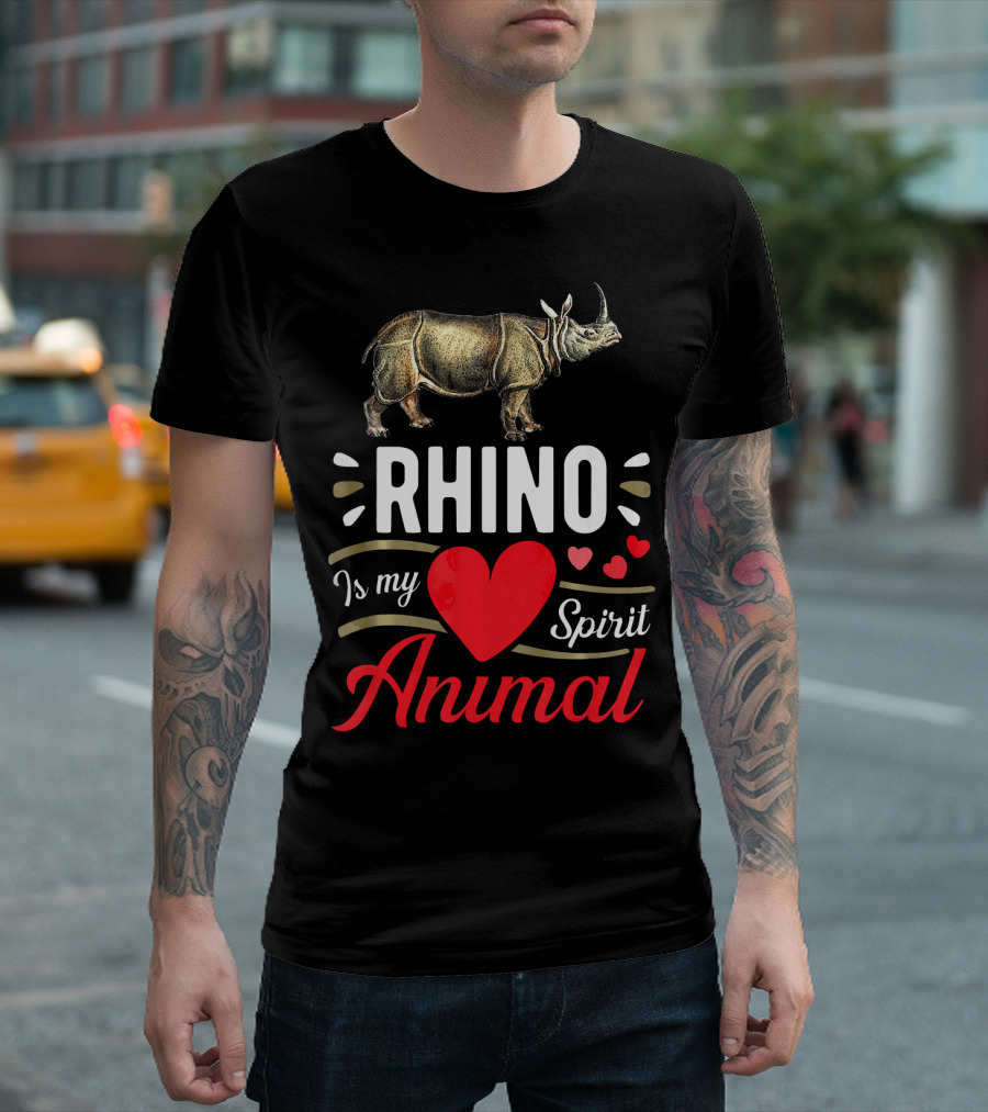 Rhino Is My Spirit Animal Love Heart Cute Rhino T-Shirt