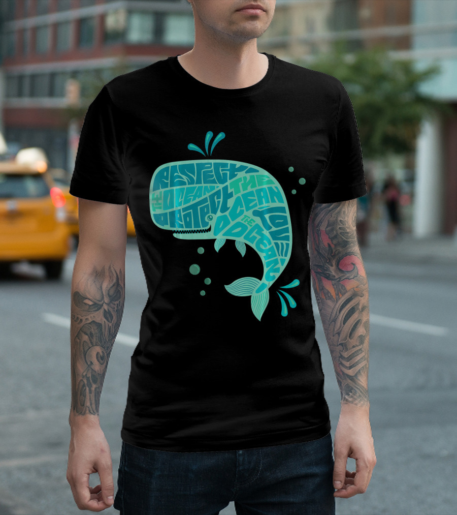 Respect Protect The Ocean Love Cute Whale T-Shirt