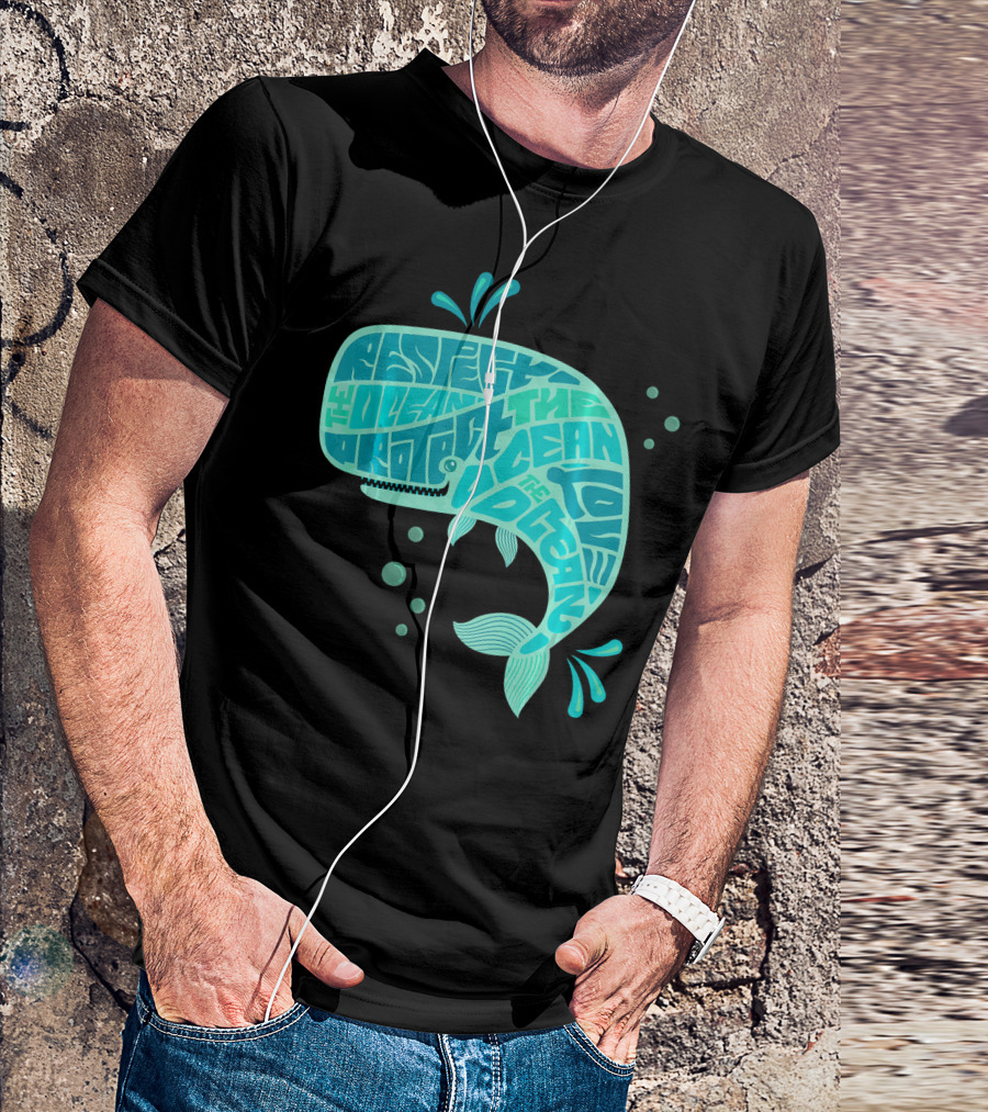 Respect Protect The Ocean Love Cute Whale T-Shirt
