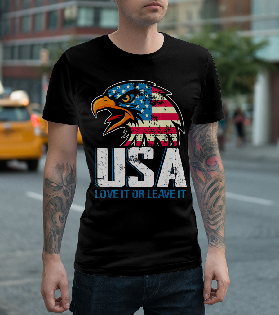 USA Love It Or Leave It American Flag Eagle T-Shirt