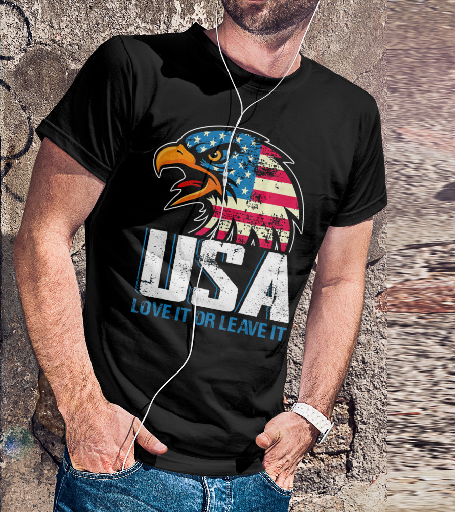 USA Love It Or Leave It American Flag Eagle T-Shirt