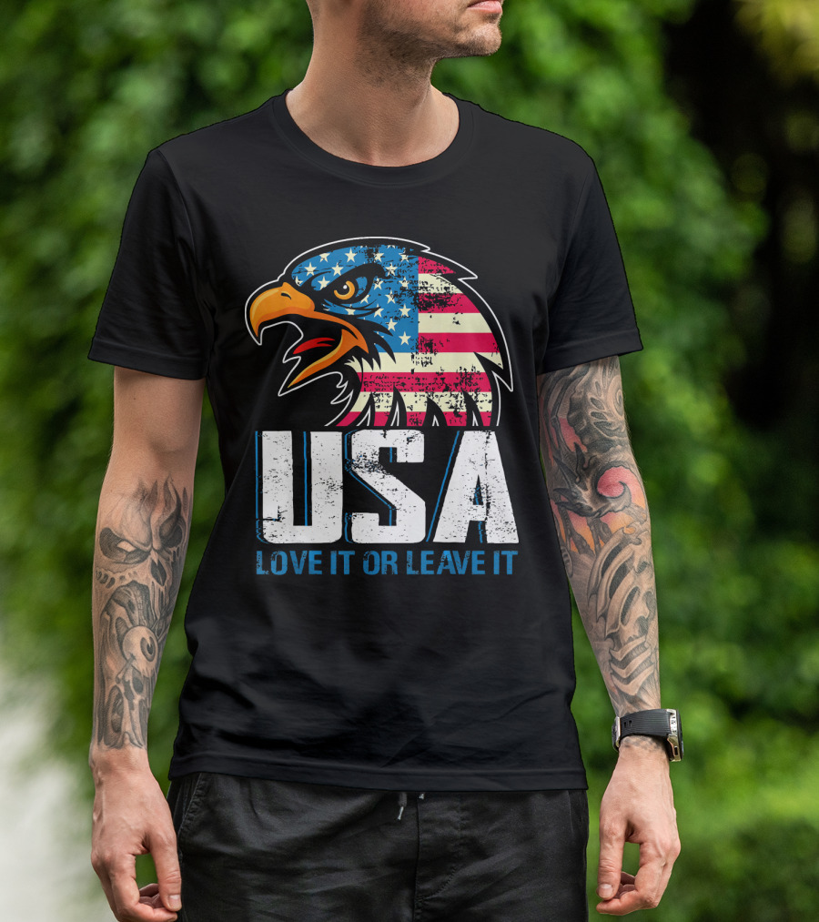 USA Love It Or Leave It American Flag Eagle T-Shirt