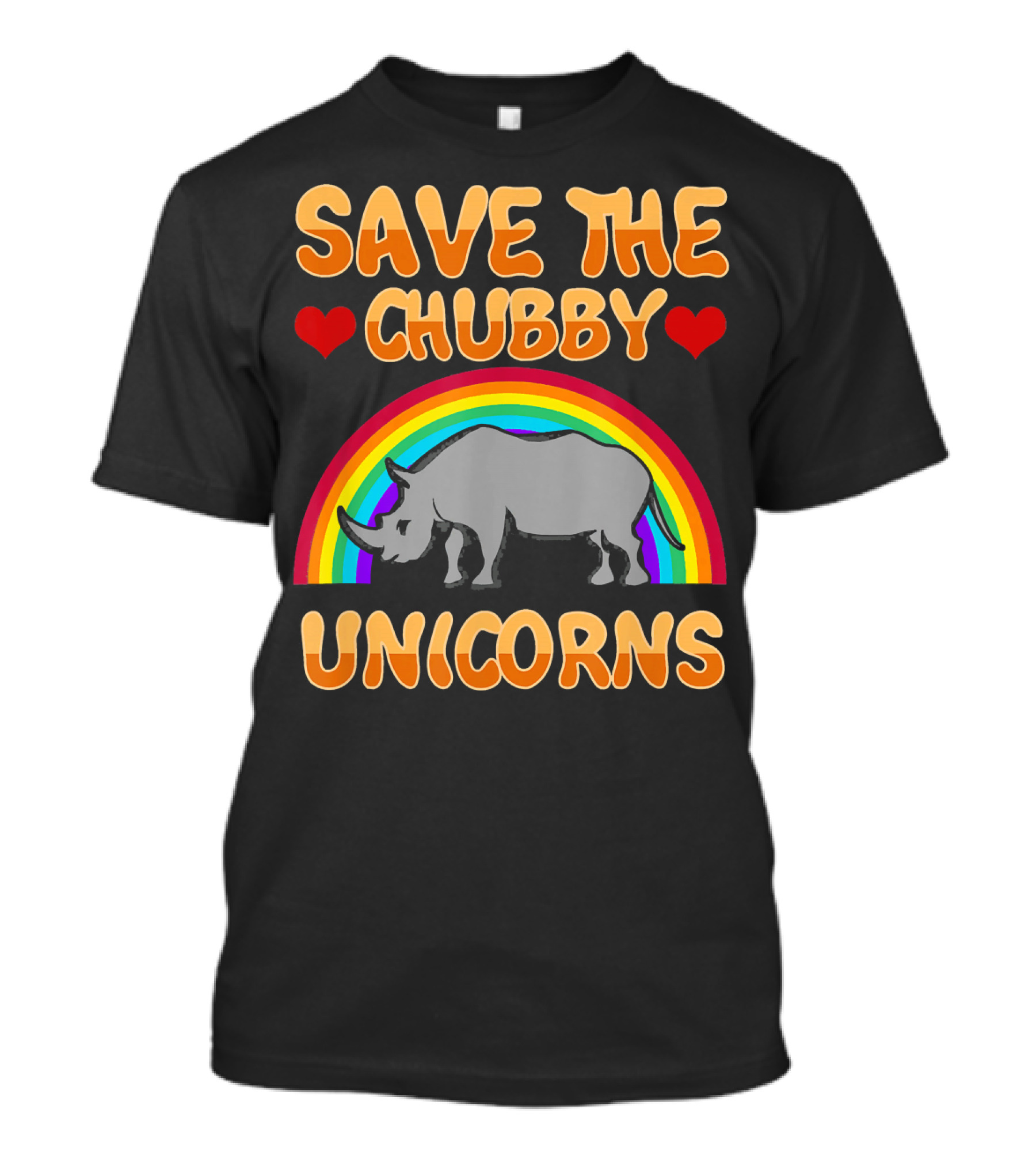 Save The Chubby Unicorns Rainbow Hearts T-Shirt
