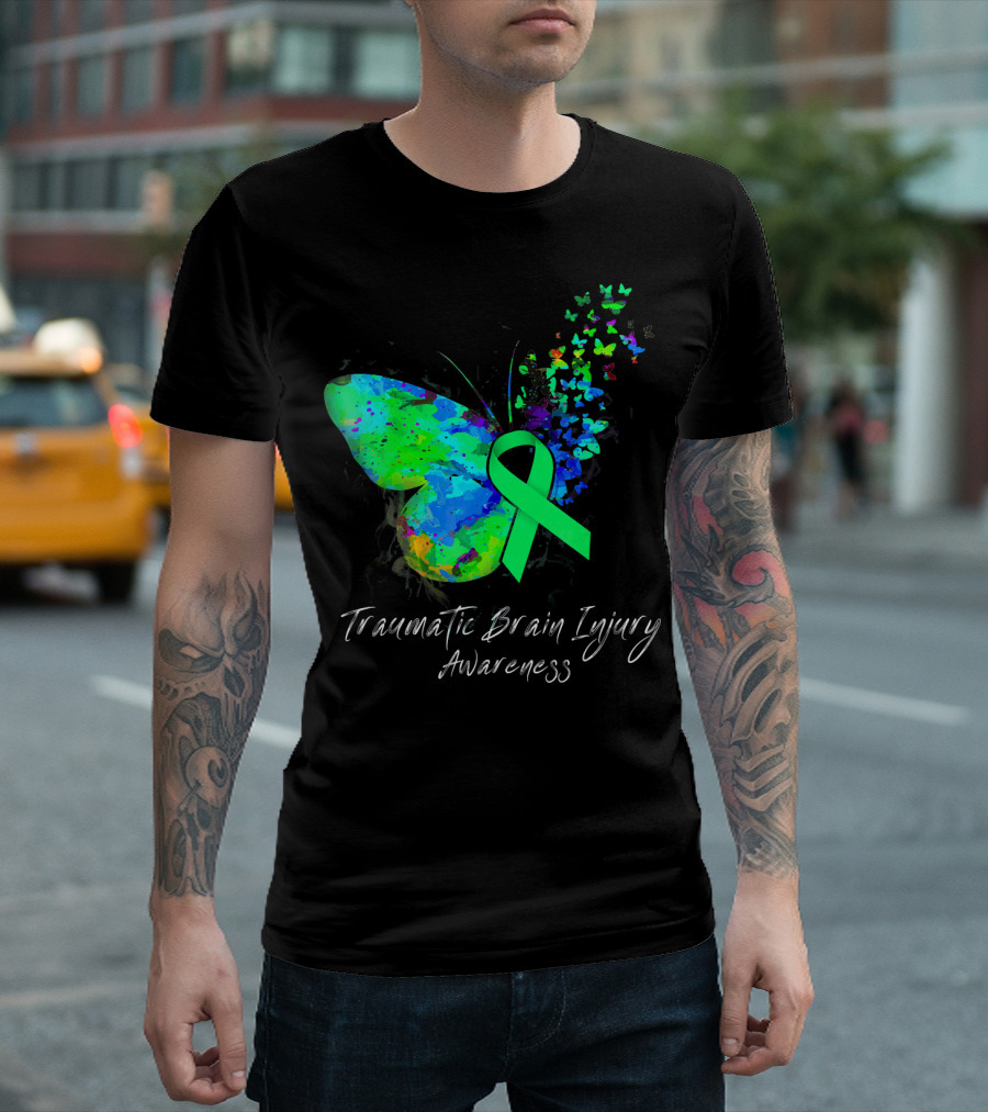 Traumatic Brain Injury Awareness Butterfly T-Shirt