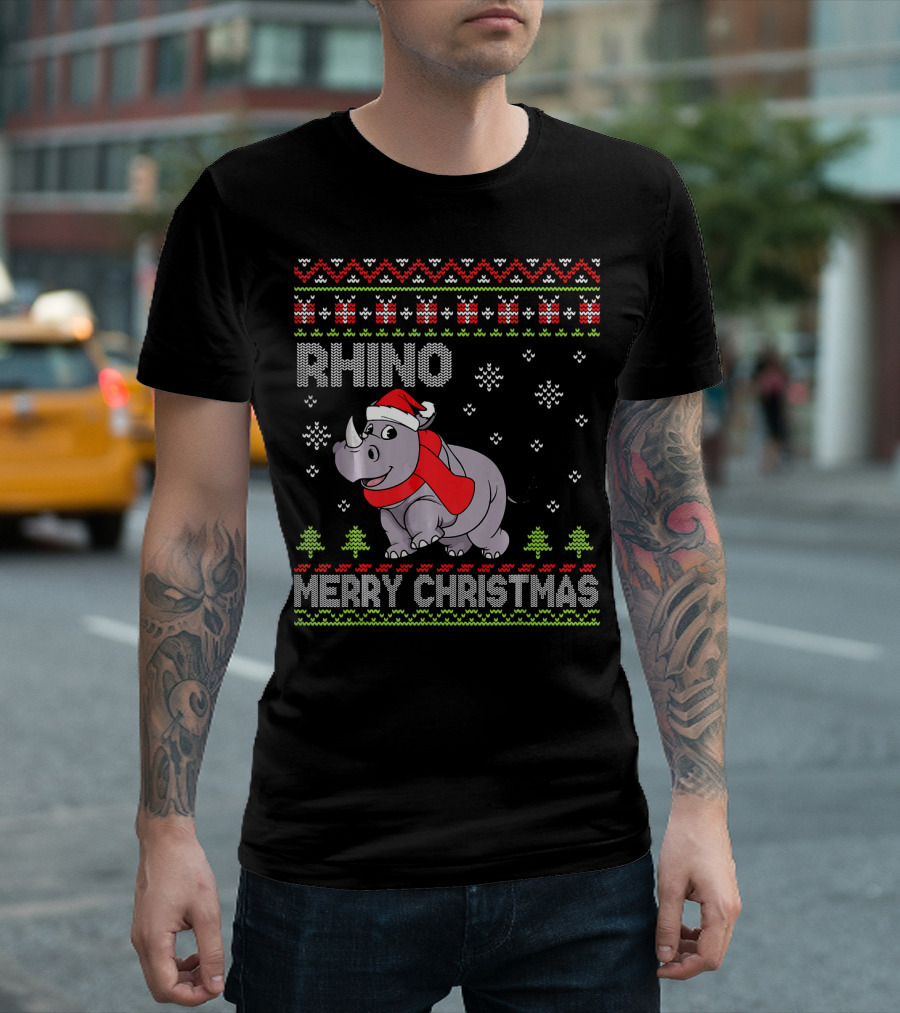 RHINO MERRY CHRISTMAS Noel Costume Festive Dance T-Shirt