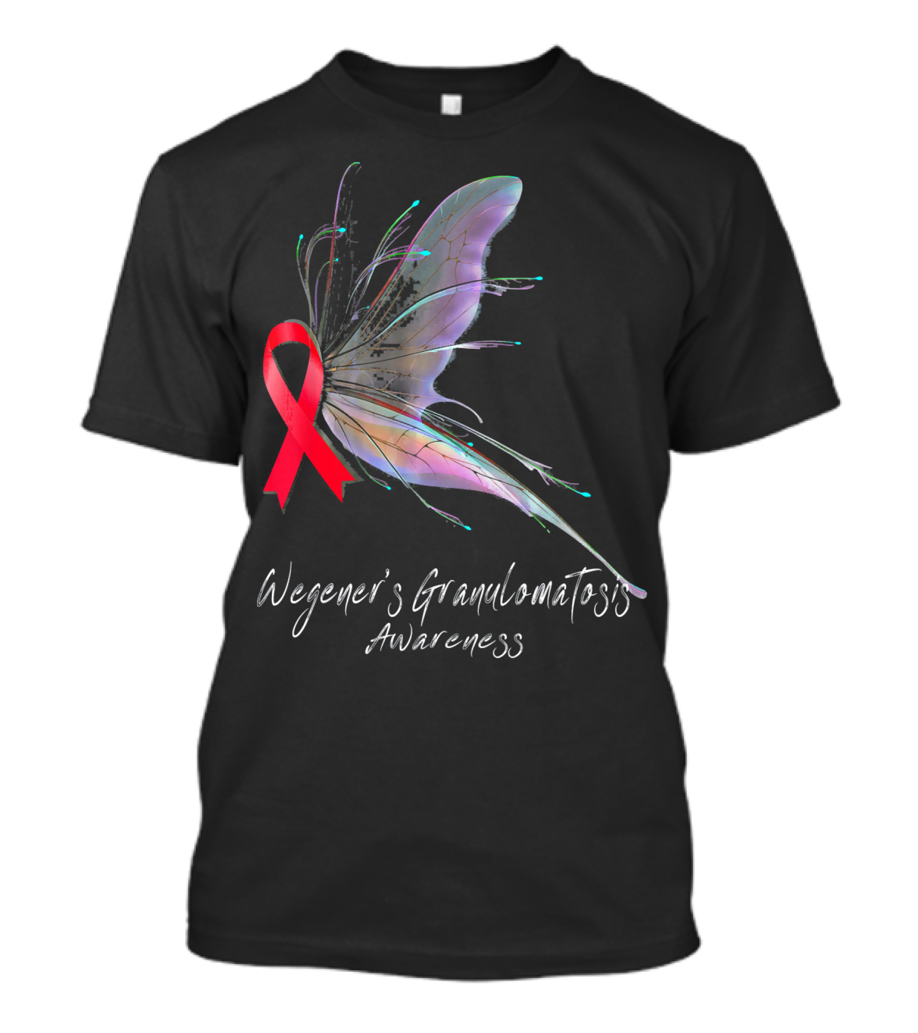 Wegener's Granulomatosis Awareness Butterfly With Red T-Shirt