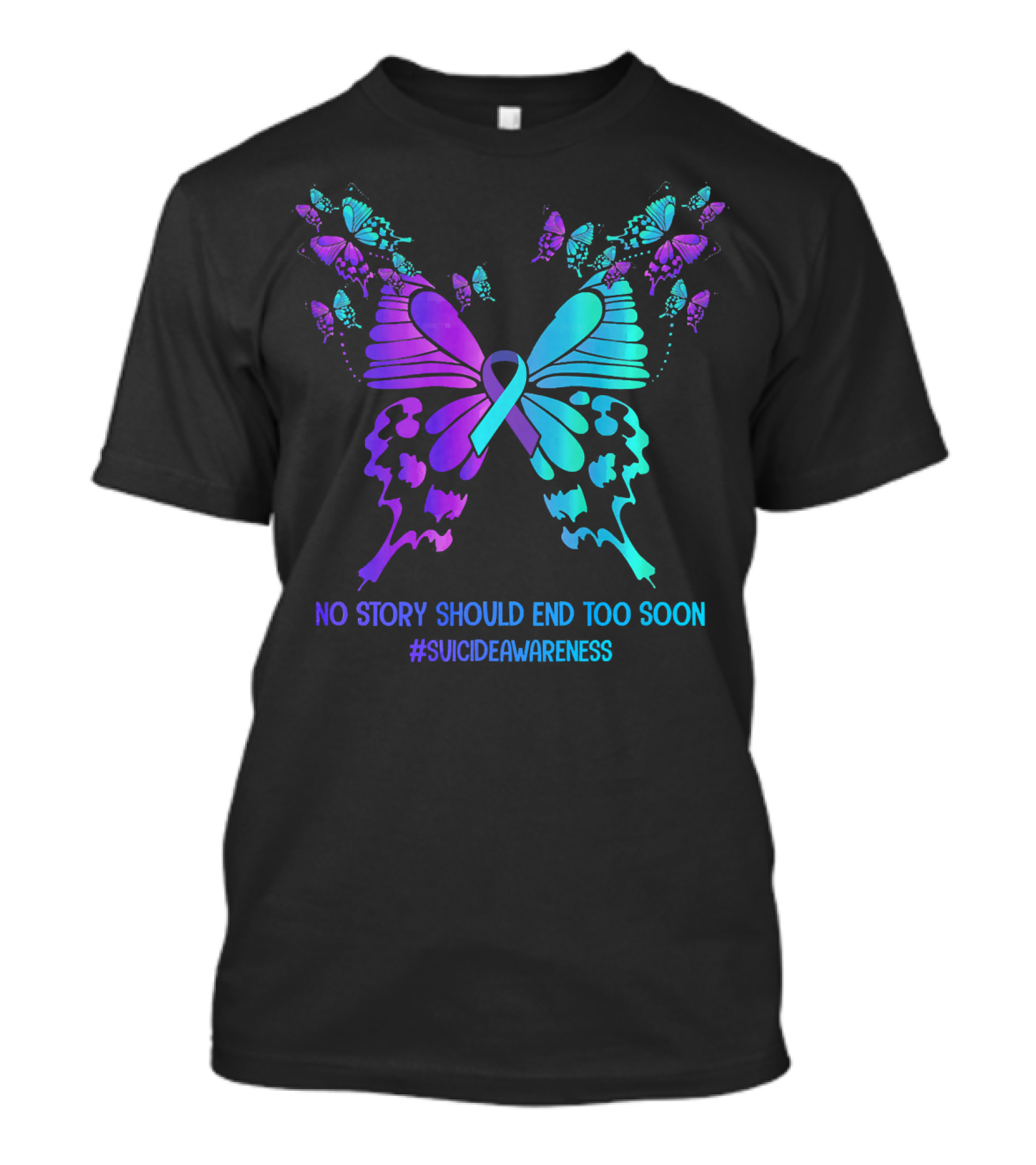 No Story Should End Too Soon Suicide Awareness Ribbon Butterfly T-Shirt