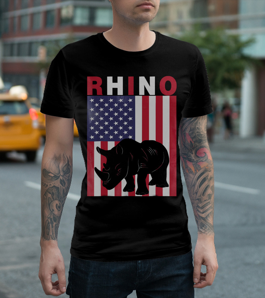 RHINO American Flag Rhino T-Shirt