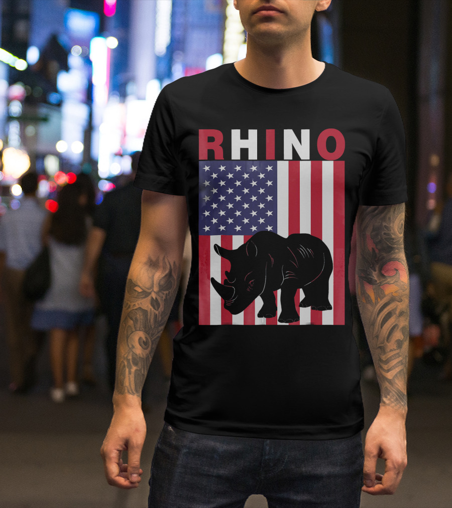 RHINO American Flag Rhino T-Shirt