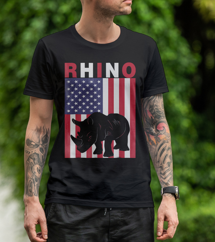 RHINO American Flag Rhino T-Shirt