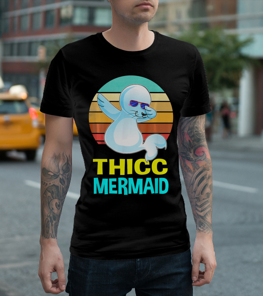 THICC Mermaid Seal Funny T-Shirt
