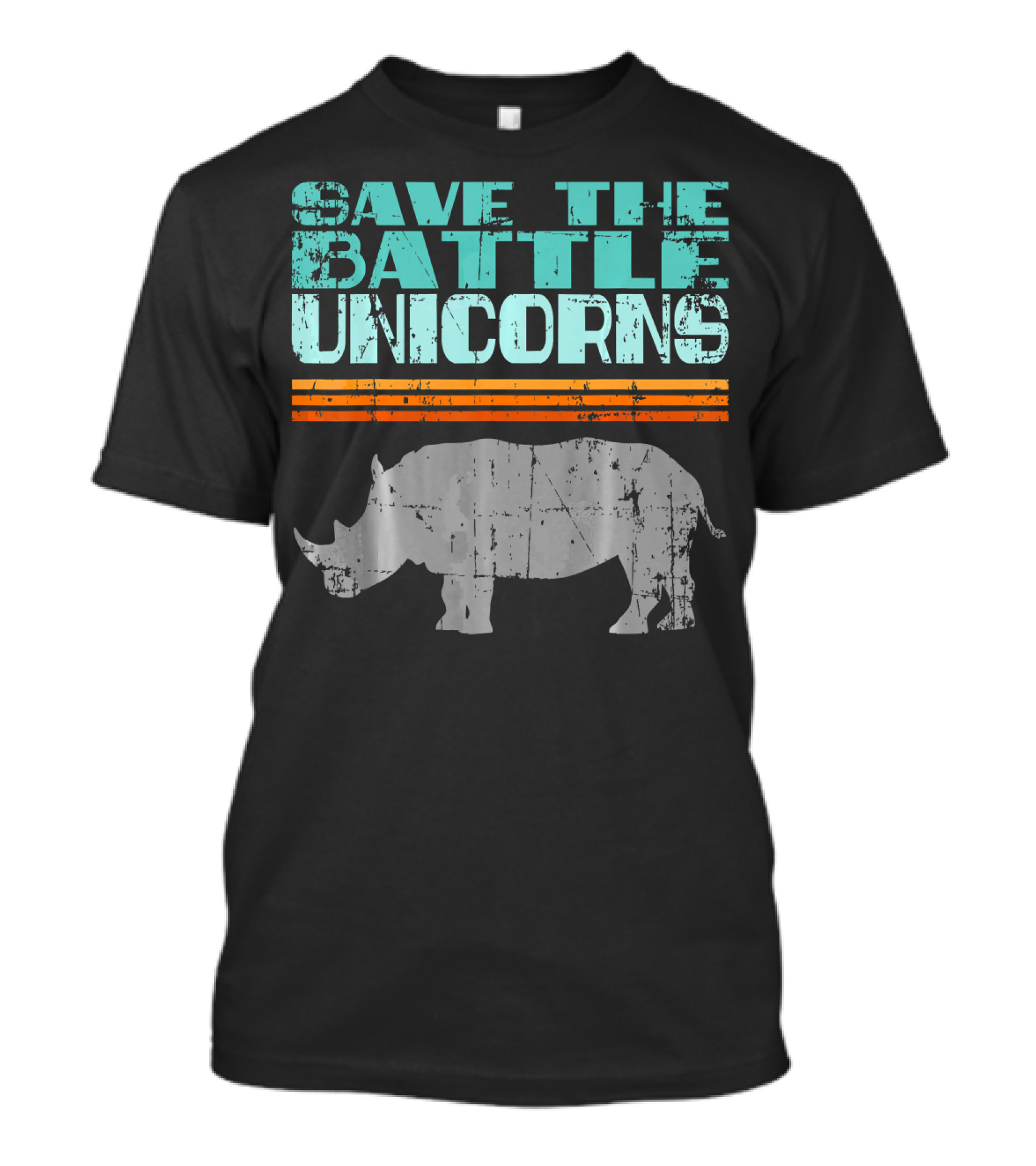Save The Battle Unicorns Vintage Rhino Retro T-Shirt