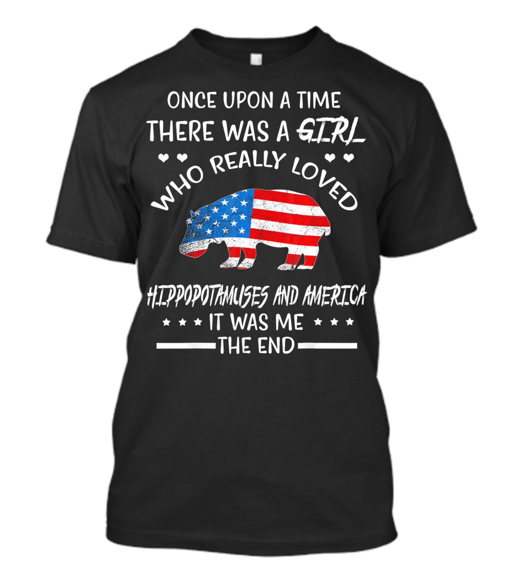 Once Upon A Time There Was A Girl Who Really Loved Hippopotamuses And America It Was Me The End T-Shirt