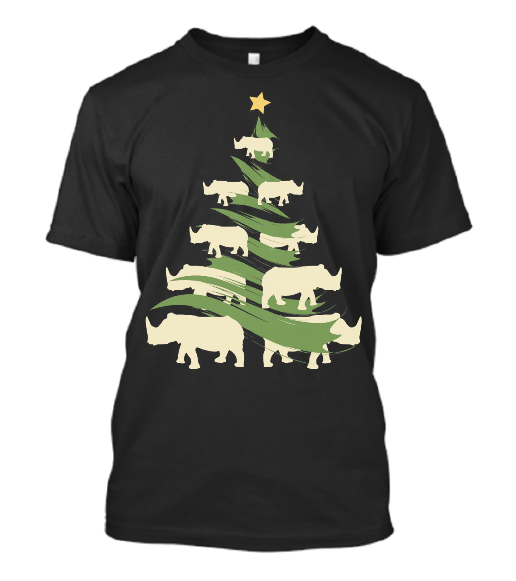 Rhino Christmas Tree Rhinotree Holiday Star T-Shirt